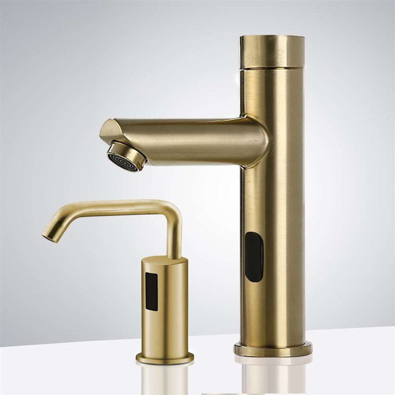 Touchless Sensor Faucet Manual Soap Dispenser Set Commercial Grade Modern Design ADA Compliant