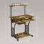 Stess Rolling Computer Desk with Keyboard Tray Storage Shelves Rustic Brown