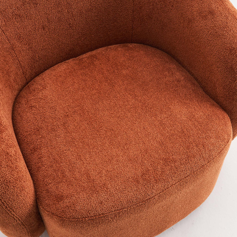 Coheman Upholstered Swivel Accent Chairs, Boucle Swivel Barrel Chair, Arm Chairs for Small Space, Burnt Orange