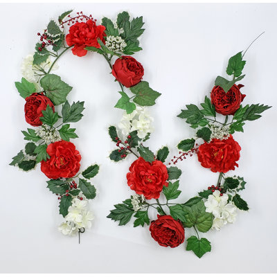 Guirlande à baies de noël pivoine hortensias 6 pi