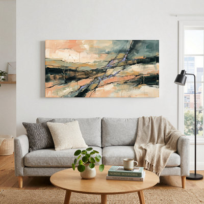Ensemble de 1 tableau abstrait sur toile représentant un paysage