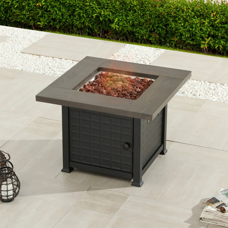 Pointer Square Steel Propane Smokeless Fire Pit Table with Hidden Fuel Tank