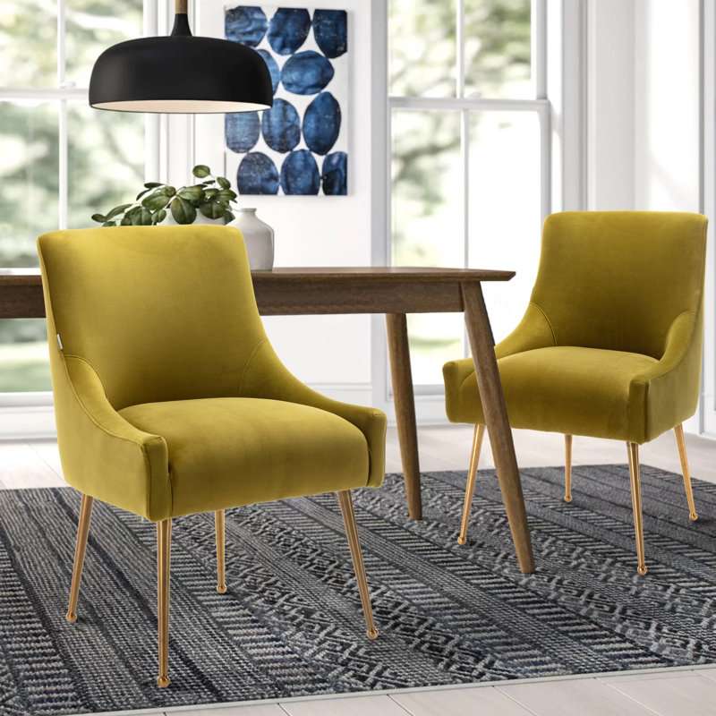 Johileny Velvet Side Chair, Dark Green