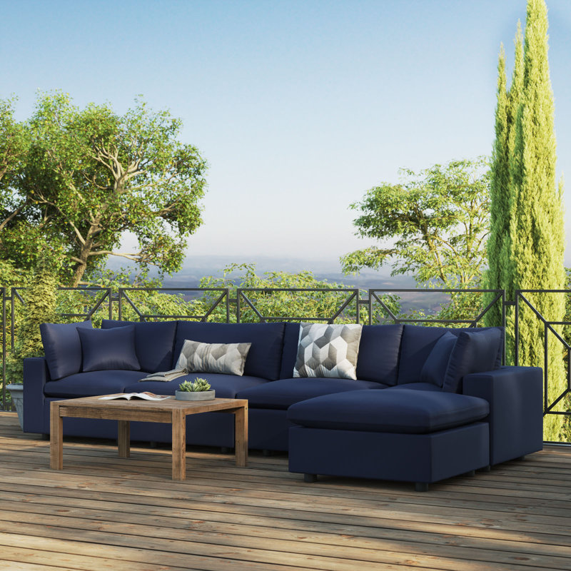 Canapé modulaire d'extérieur 5 pièces Commix, Bleu marine