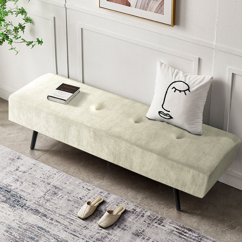 Banc rembourré 39,4 po Velours côtelé, Beige