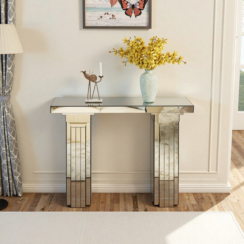 Console moderne avec miroir et cadre en bois massif