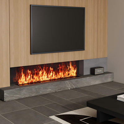 39.37"Ultra-Thin Recessed Electric Fireplace Insert with 3D Atomized Mist Simulated Flame & Built-in Humidifier, Decor for Home Living Room