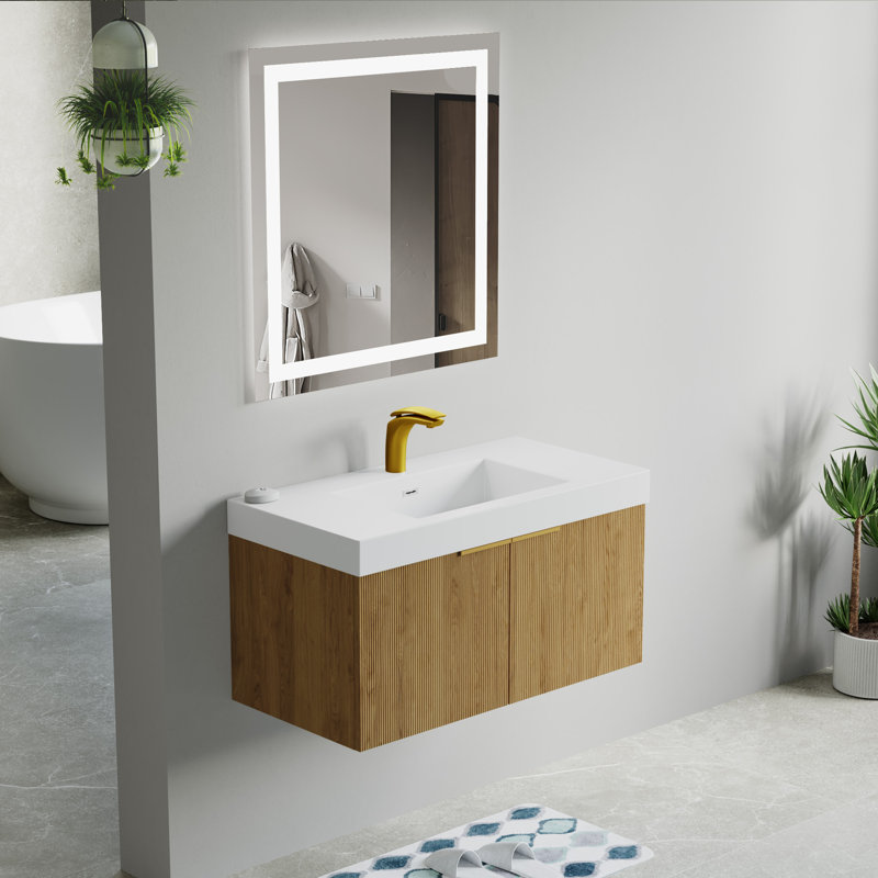 36" Single Vanity Set, Base, Resin Top, Natural