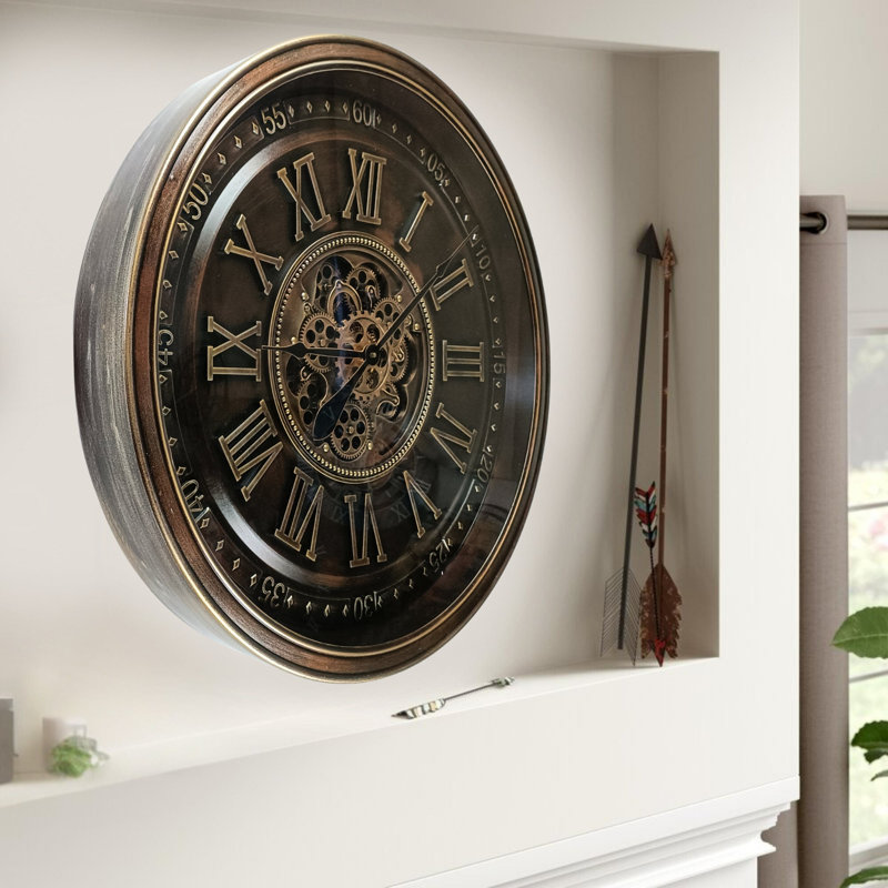 Metal Wall Clock, Antique Bronze