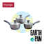 Earthpan Recycled induction Dishwasher Safe 3 Piece Saucepan Set with Toughened Glass Lids -16cm, 18cm and 20cm