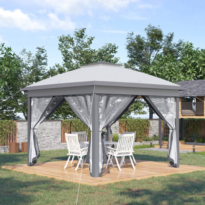 Auvent 11 'X avec filet et sac de transport, abri de jardin extérieur. Installation simple et rapide, gouttières prolongées, ventilation, tente de patio de jardin de 11 pi et sac. Instant plaisir, jardin, patio.