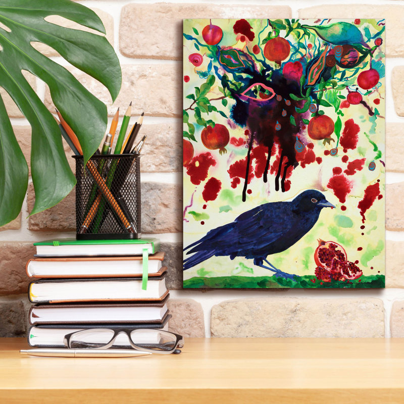 «Crow» par Carissa Luminess, art mural sur toile, H 16 po x l 12 po x P 0,75 po