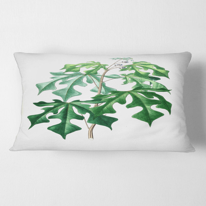 Rectangle, feuilles vertes rétro II - coussin décoratif traditionnel imprimé