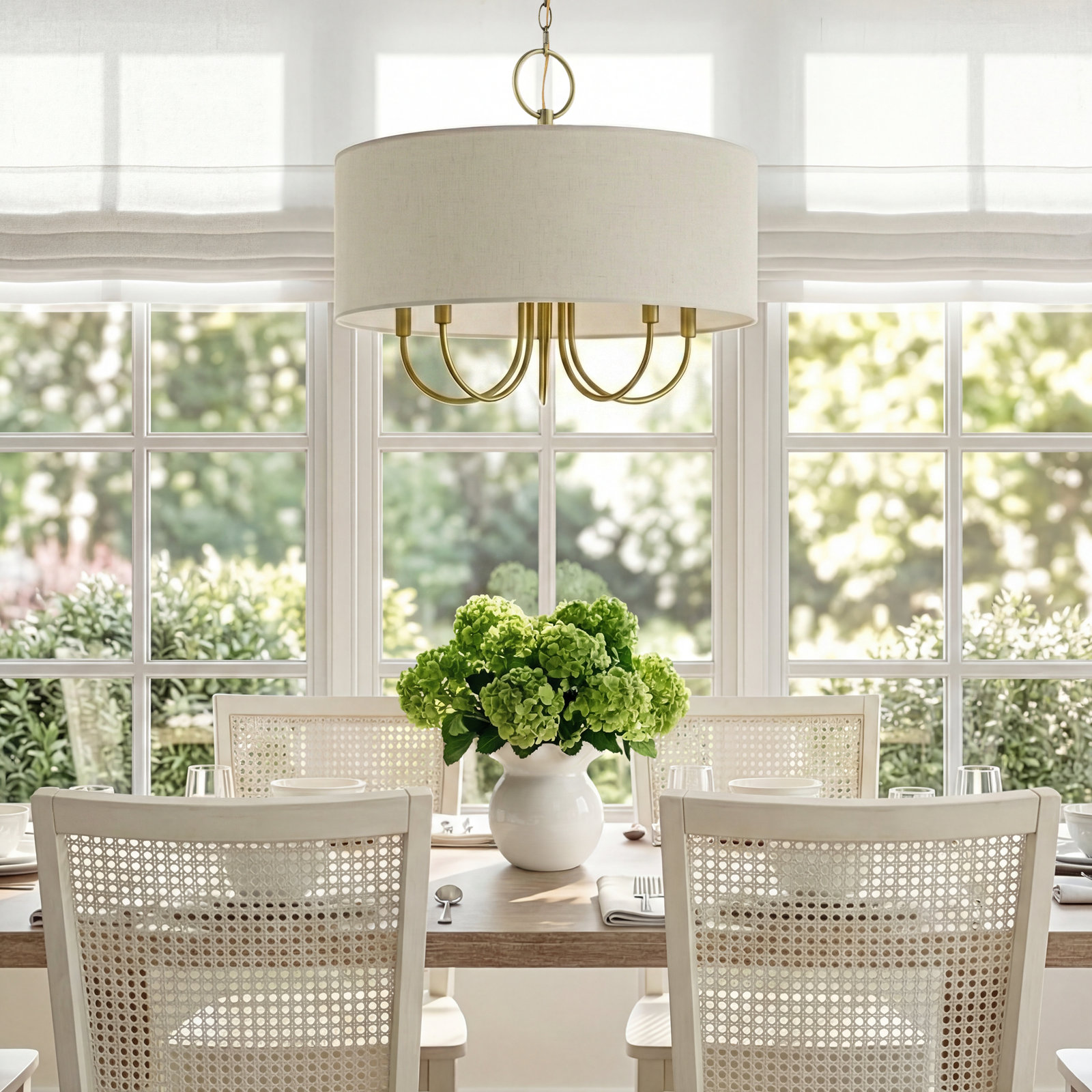 Raymond 5 - Light Dimmable Drum Chandelier, Antique Brass