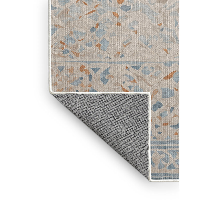 Machine Washable Beige Area Rug, Square 7'