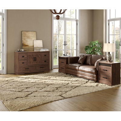 Laziza August Grove 3-Piece Farmhouse Bedroom Set,Wardrobe Dresser And Nightstand Sets Of 2 With Charging Station,Rustic by Gracie Oaks
