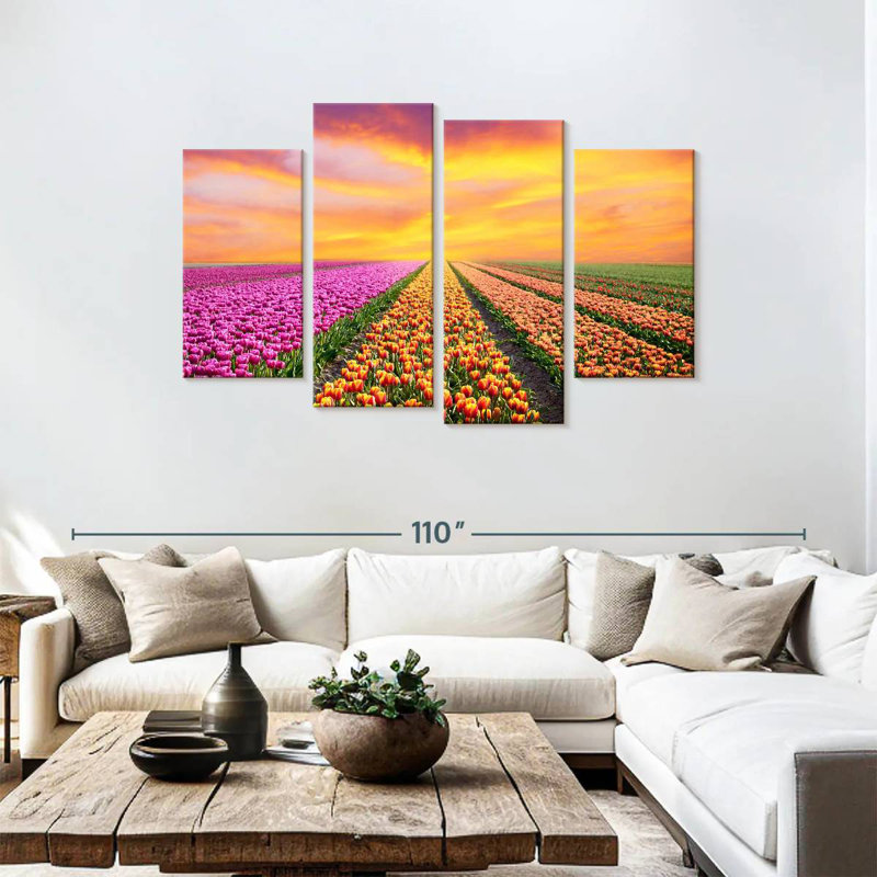 Alvord Vibrant Spring Tulip Rows, 48" H x 75" W