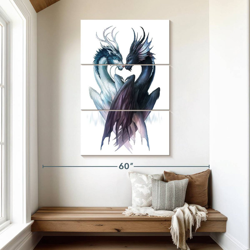 Kelan Yin And Yang Dragons, 50" H x 32" W