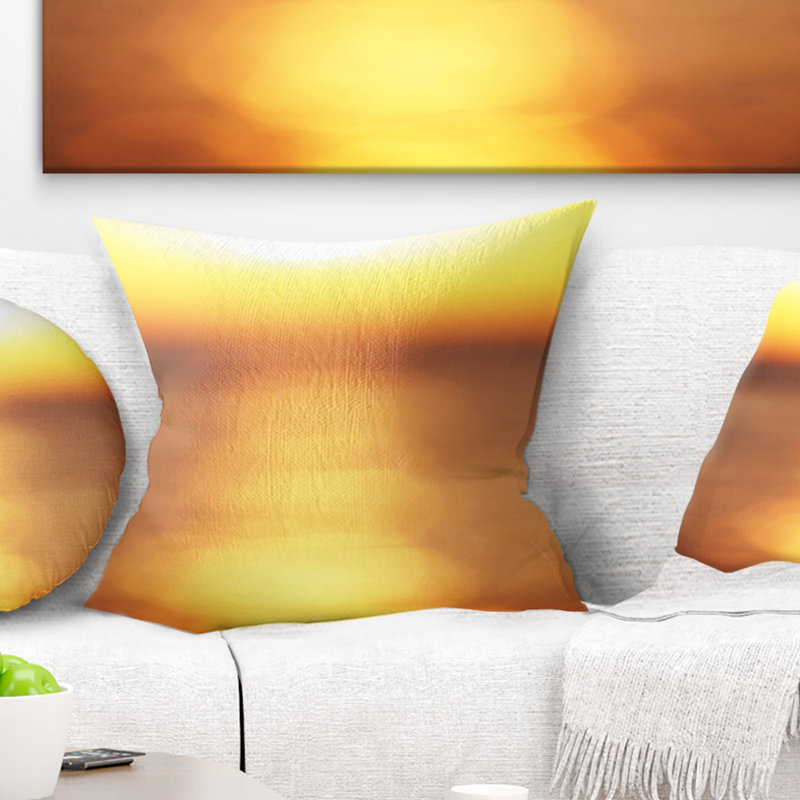 Coussin imprimé abstrait jaune, Coussin décoratif, 16 po x 1 po