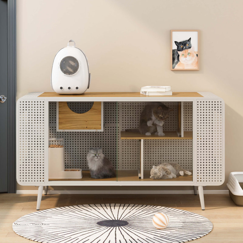 Maison pour chat 55,12 po avec verre trempé