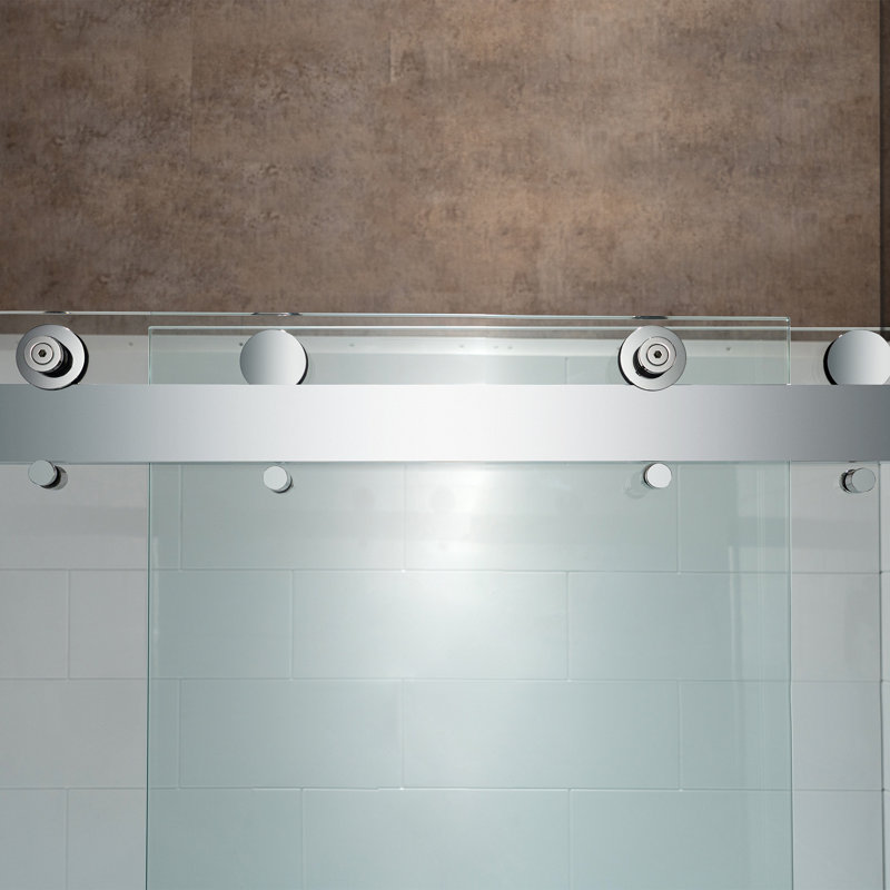 Frameless Bathtub Shower Doors 56-60" Width X 66" Height With 5/16"(8Mm) Clear Tempered Glass,  Double Sliding With Side Seal Strips