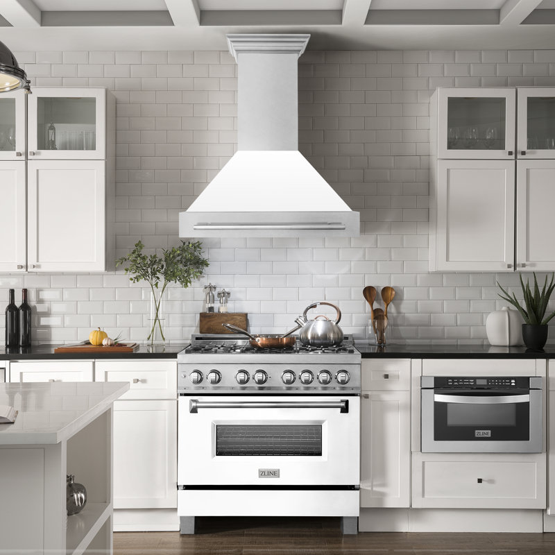 ZLINE 36" Fingerprint Resistant Stainless Steel Range Hood, White Matte