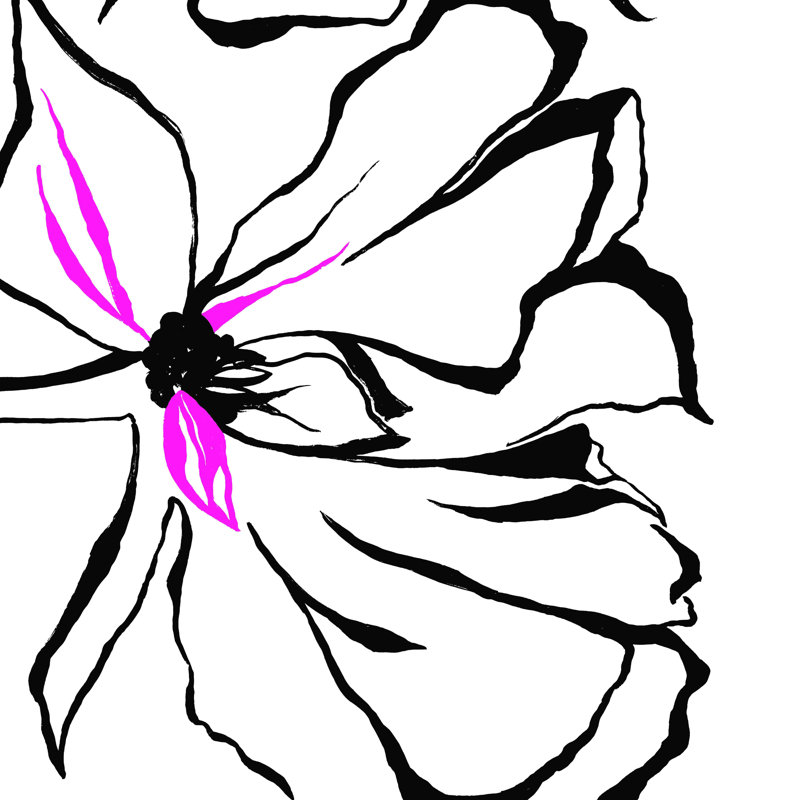 Croquis floral avec rose 2, H 30 po x l 30 po x P 1,25 po