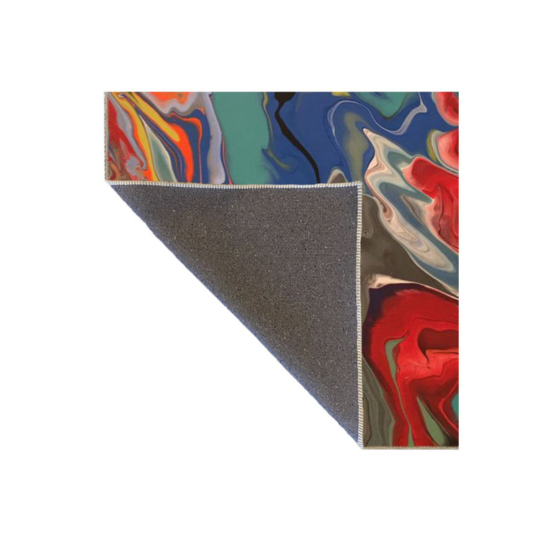Multicolor Watercolor Patterned Modern Decorative Washable Rug, Square 3'3" Rug Pad Included