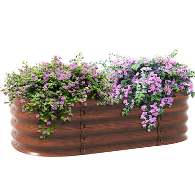 Lit de jardin surélevé galvanisé en métal, 3,5 pi x 2 pi 1 po, jardinière surélevée avec bordure pour planter des fleurs et des légumes, brun 40,77 po 24,5 po 11,69 po, jardin de fleurs