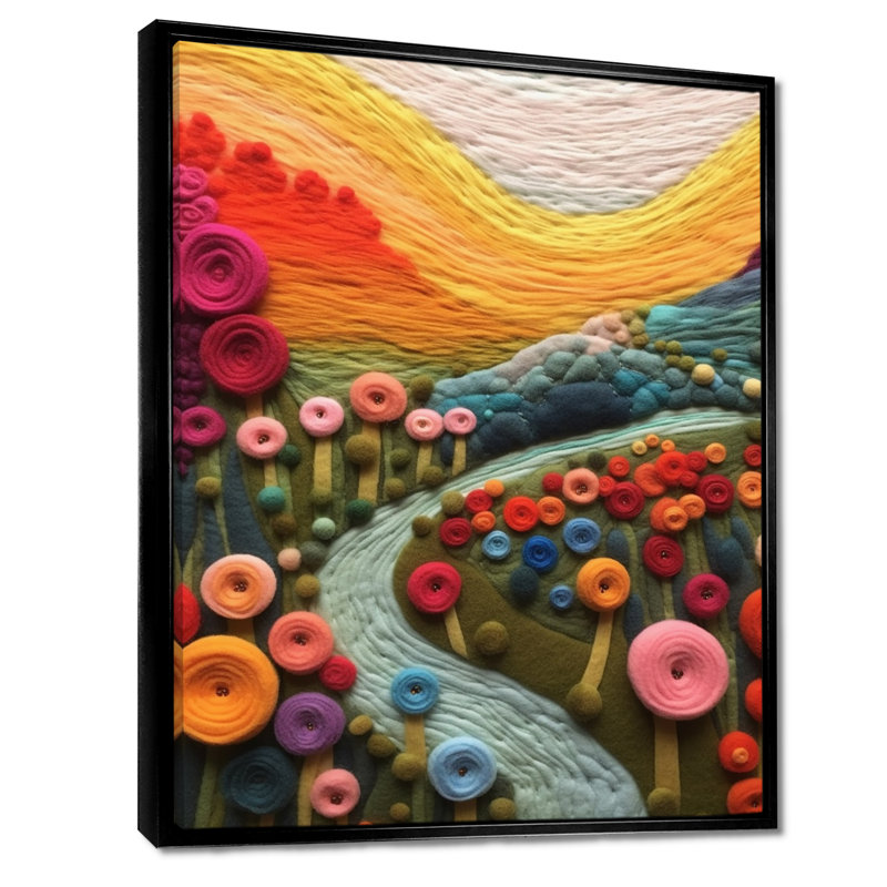 Courtepointe colorée, «Mountain», Botanicals, art mural, H 32 po x l 24 po x P 1 po, Toile avec cadre flottant noir