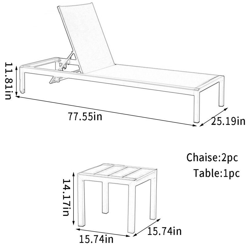 Rakiura Outdoor Chaise Lounge Set with Table