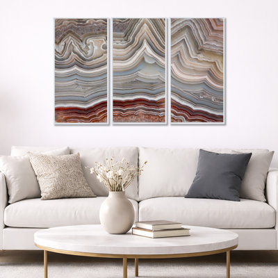 The Polished Cut Of Agate - 3 Piece Floater Frame Graphic Art on Canvas
