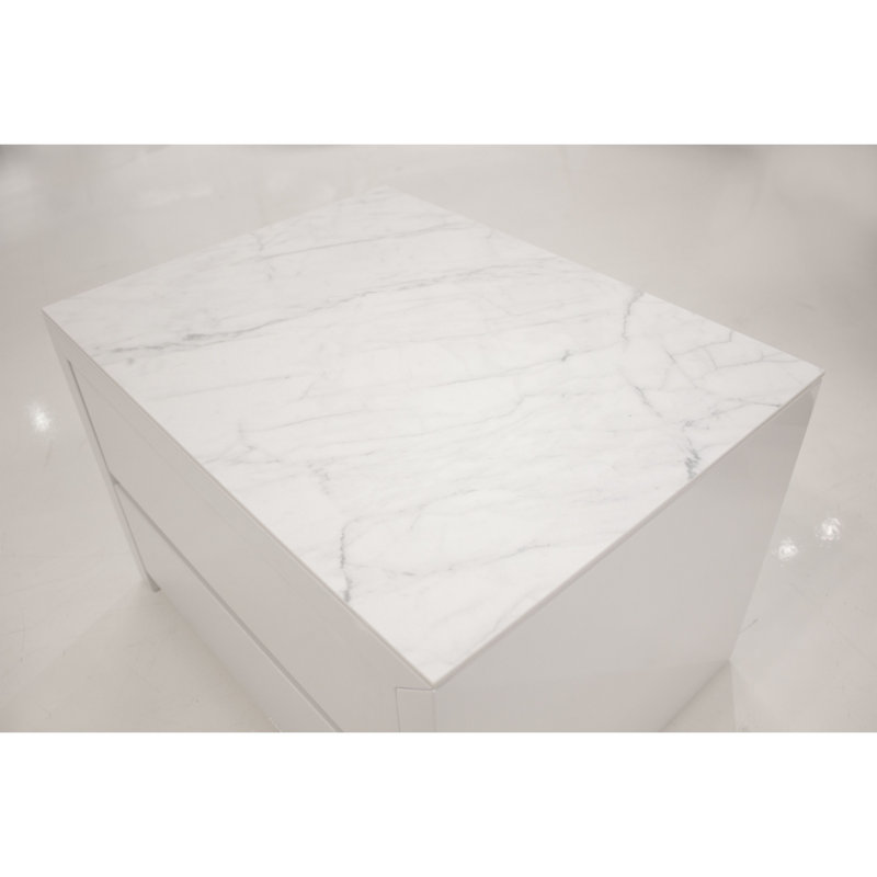 Table de chevet blanche 2 tiroirs Blanche