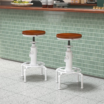 Swivel Adjustable Height Counter Stool With Metal Frame, Industrial Backless Bar Stool For Pub/Kitchen/Restaurant
