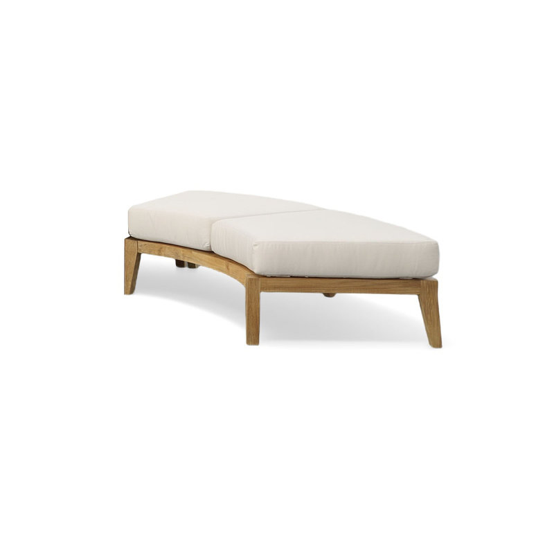 Teak Outdoor Bench with Off-White Cushions