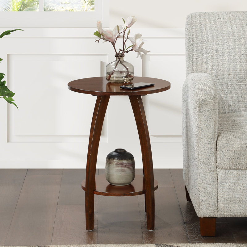 Table de bout ronde avec tablette Stacie, Espresso