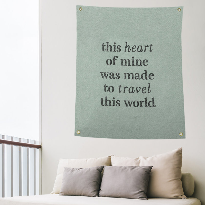 Tapisserie de polyester, voyage d’amour, H 80 po x l 59 po, Vert / Noir