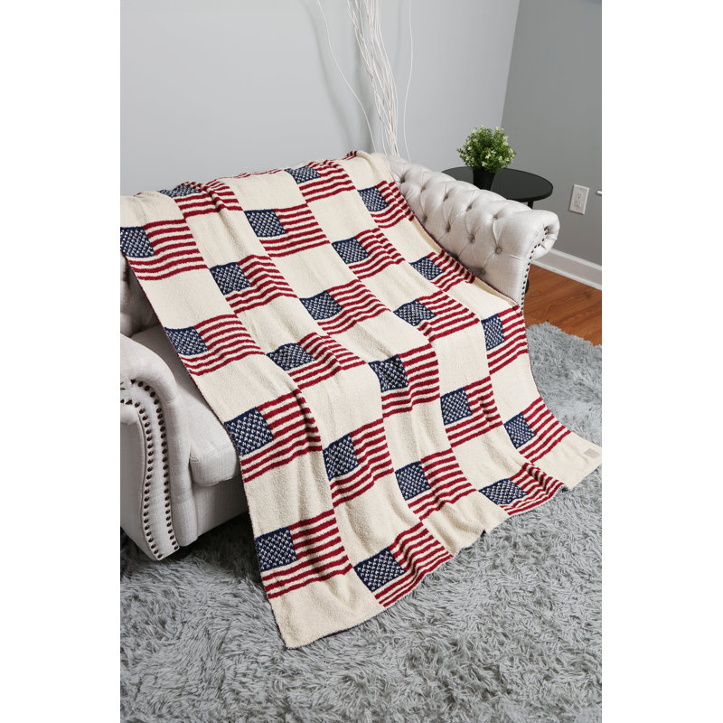 Jeté de luxe à motif de drapeau américain - Rouge / bleu marine