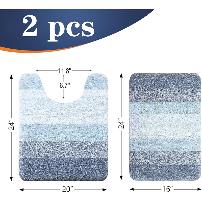 2-piece Bathroom Rug Set Blue