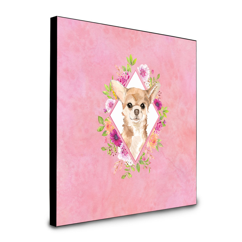 Panneau mural Dollman Flowers, Rose, Chihuahua brun clair