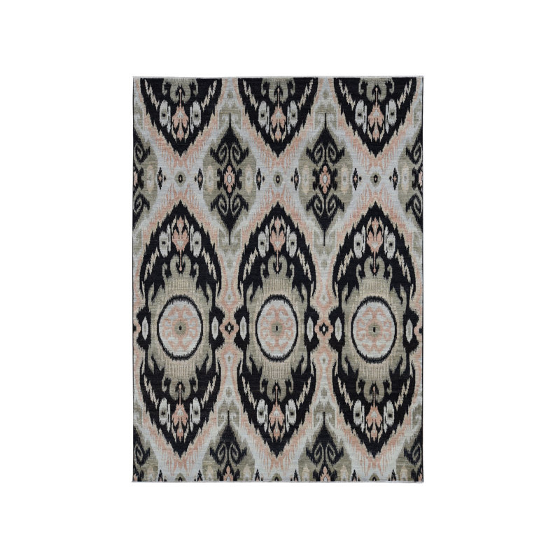 Tapis oriental rectangulaire noir en laine noué à la main 9 pi 1 po x 13 pi 0 po - MOA10287513