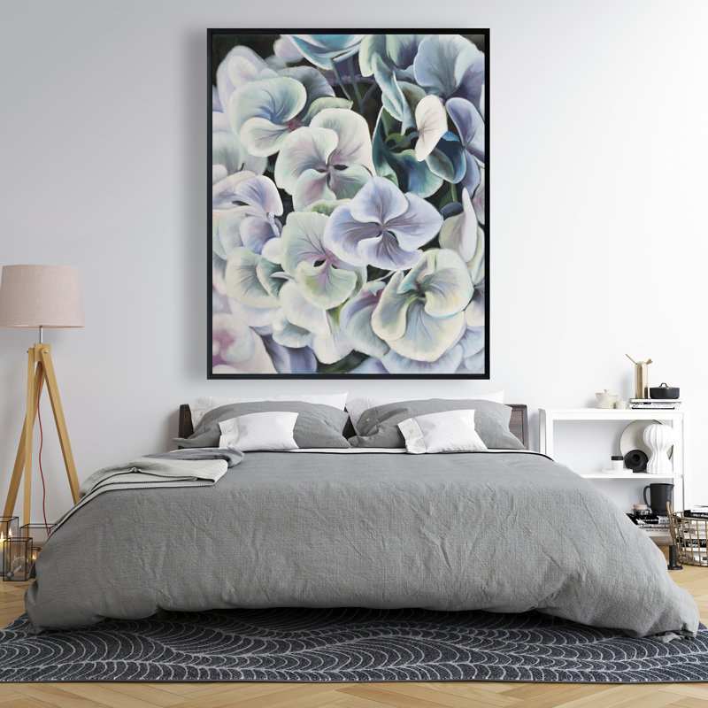 Colorful Hydrangea Flowers Canvas | Floral Living Room Decor
