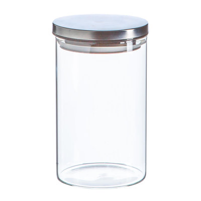 Argon Tableware - Glass Scandi Storage Jar with Metal Lid