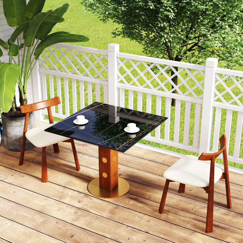 33.5"X 33.5" Square Pedestal Dining Table, Black