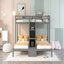 Lit simple au-dessus et superposé gris avec escalier et support - crée un espace de rangement pratique