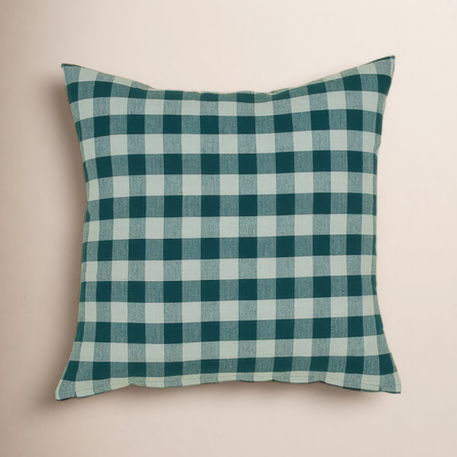 Essential Gingham Cotton Throw Pillow, Sky/Peacock
