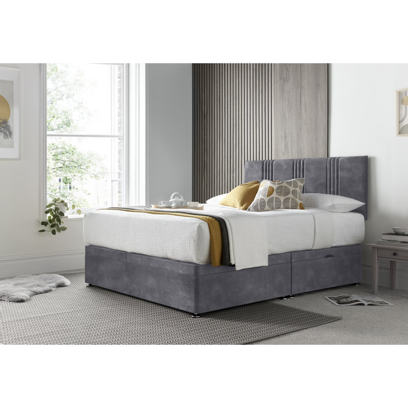 New Empire Conistan Divan Ottoman with Headboard on Struts, Armour, Small Double (4')