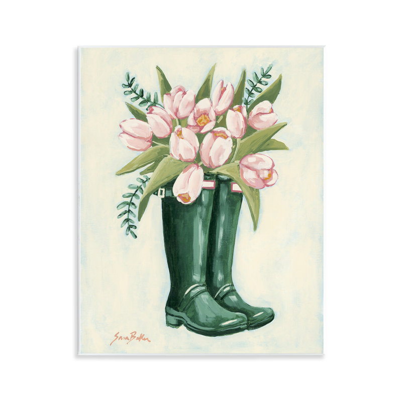 Plaque murale Tulipes en bottes de pluie, design par Sara Baker
