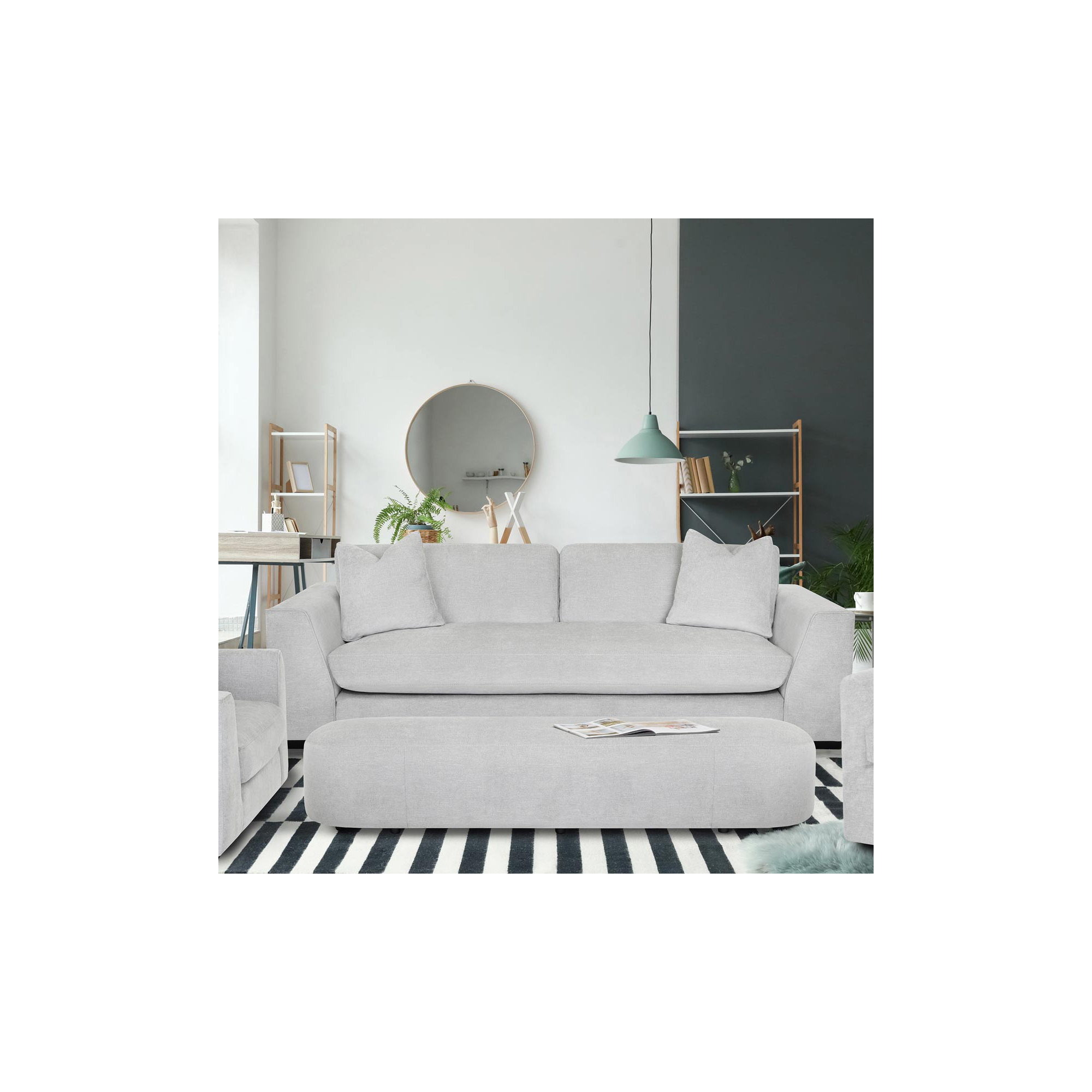 Benehaley 100'' Upholstered Sofa, Virtue Ash Basketweave