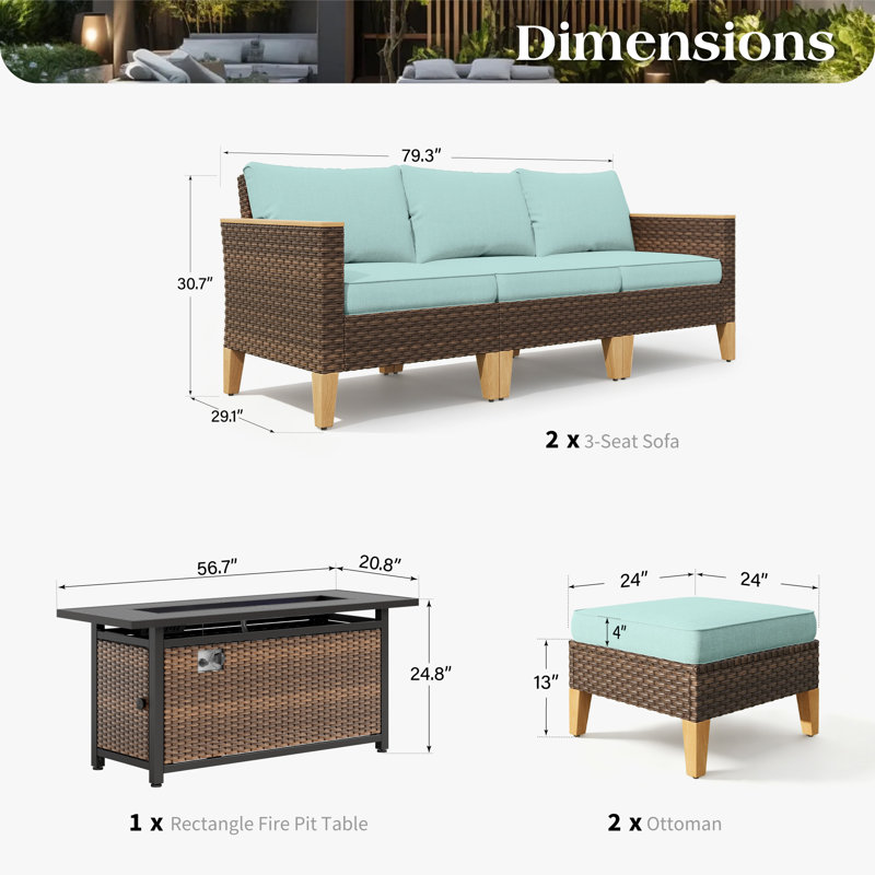 Ensemble de conversation modulaire 8 pièces Shutesbury, Oui, Bleu